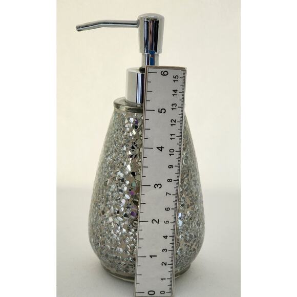 SOAP DISPENSER-Mirror Mosaic-Glitter-Silver-7 in High-Modern - Picture 8 of 10